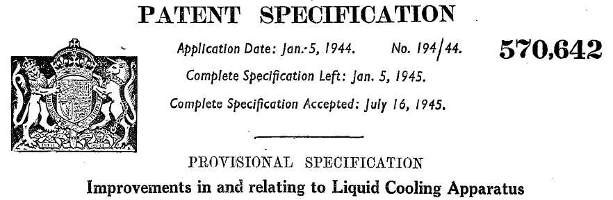 GB570642 (A) - Improvements in and relating to liquid cooling apparatus